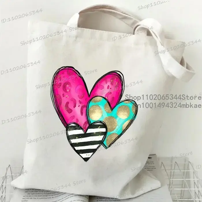 Corée Ulzzang Ins coeur sac à bandoulière femmes Harajuku Art Vintage toile sac fourre-tout grande capacité décontracté Shopper sacs adolescent sac à main