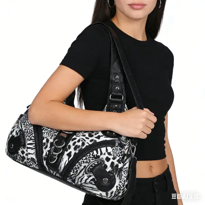 Sac à main pour femme Angel Kiss, motif léopard, sac à bandoulière, sac à poignée supérieure, sacoch