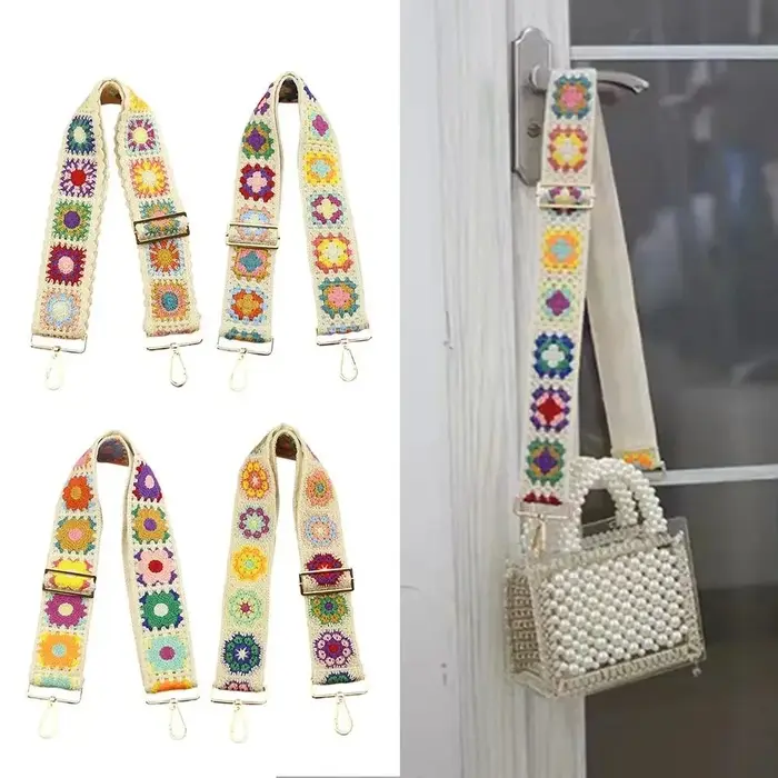 Nouvelle mode Crochet fleur sac sangle large réglable sac à bandoulière
