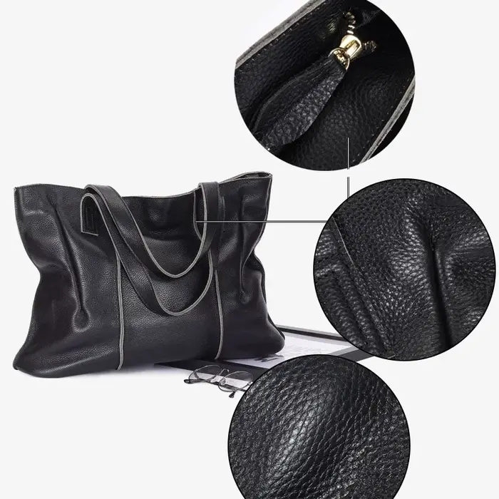 Sac à main en cuir de vache pour femmes, grande capacité, rétro, mode, sacs de luxe pour dames, sac