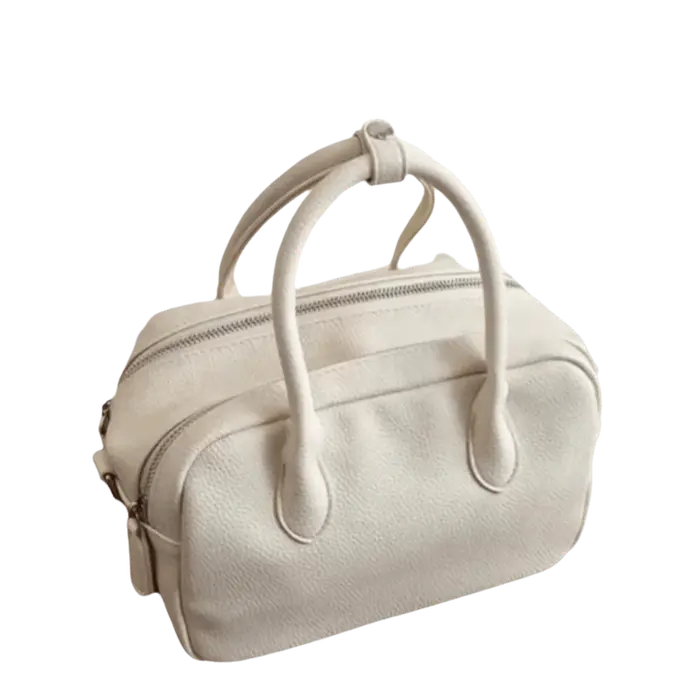 Sac bandoulière de luxe à double compartiment, couleur unie, grande capacité, sac Boston en forme de