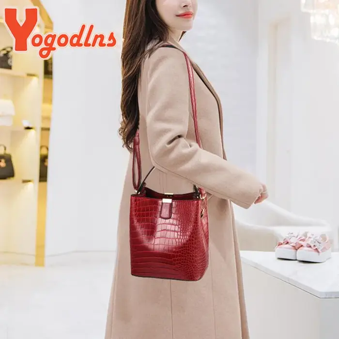Yogodlns rétro Alligator seau sacs femmes Crocodile sac à main grande capacité sac à bandoulière nouveau sac