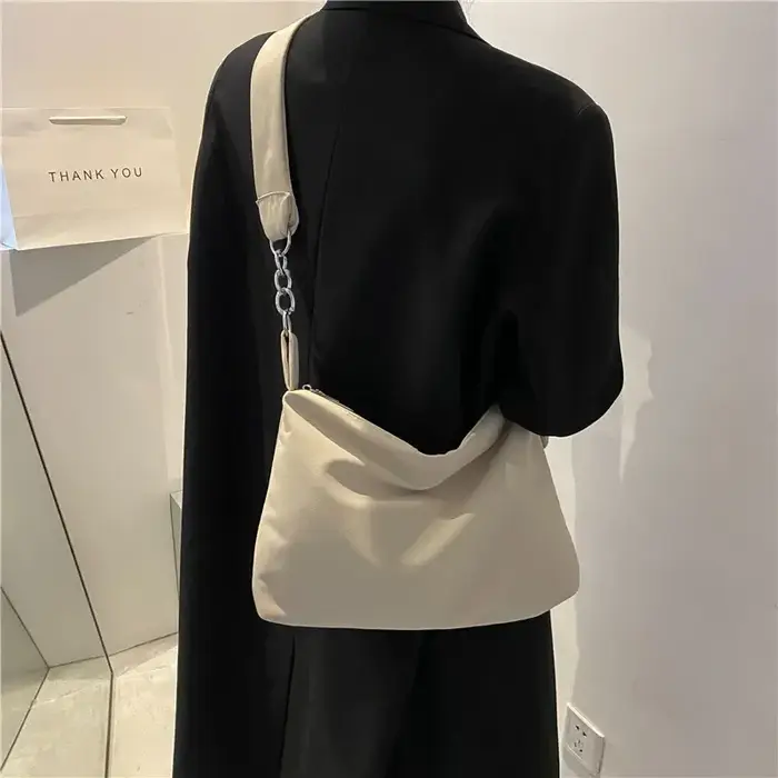 Sac à bandoulière noir pour femmes et filles, sac à main décontracté, solide, simple, sangles nouées, messager initié, fourre-tout