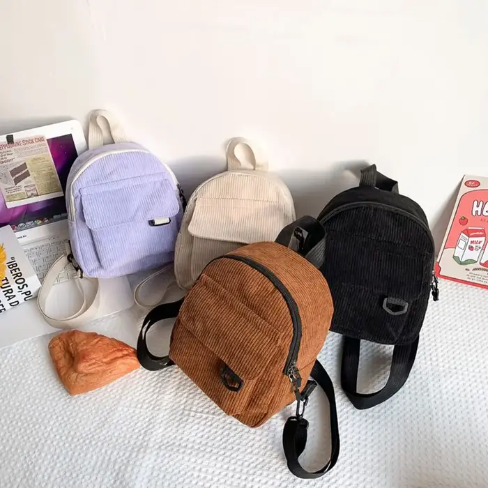Mini sac à dos en velours côtelé pour femmes