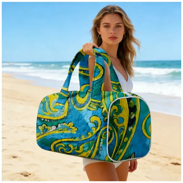 Sac de plage vintage à imprimé floral Paisley