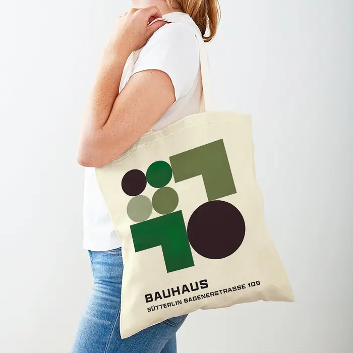 Bauhaus minimaliste femmes sacs à provisions Double impression décontracté toile sac à bandoulière pour enfant abstrait couleur bloc Shopper sac