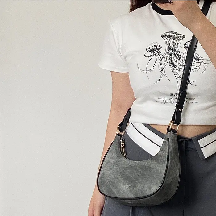 Sac à main en cuir PU gris pour femme