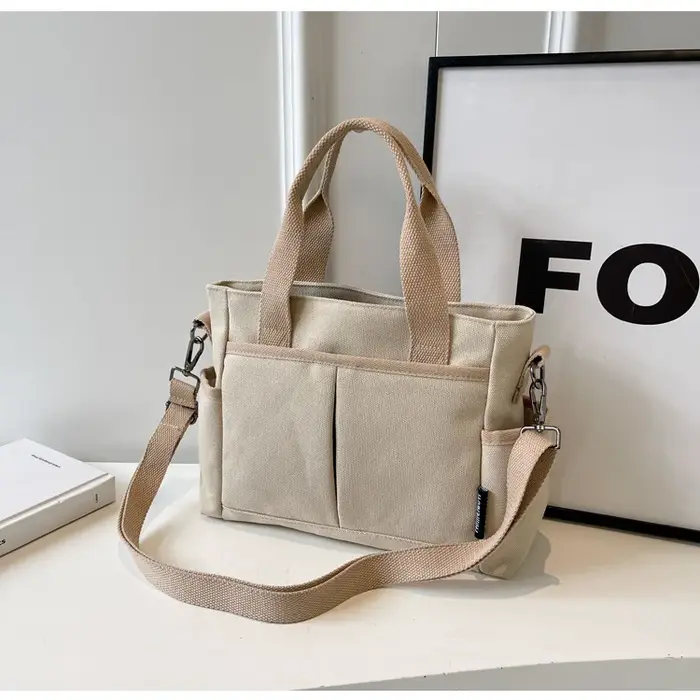 Sac fourre-tout en toile pour femme, multifonctionnel, grande capacité, sac bandoulière, sac à main 