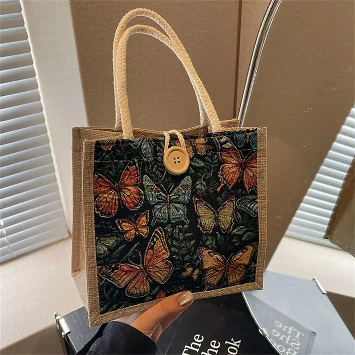 Sac en toile imprimé papillon