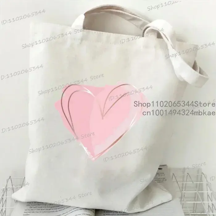 Corée Ulzzang Ins coeur sac à bandoulière femmes Harajuku Art Vintage toile sac fourre-tout grande capacité décontracté Shopper sacs adolescent sac à main