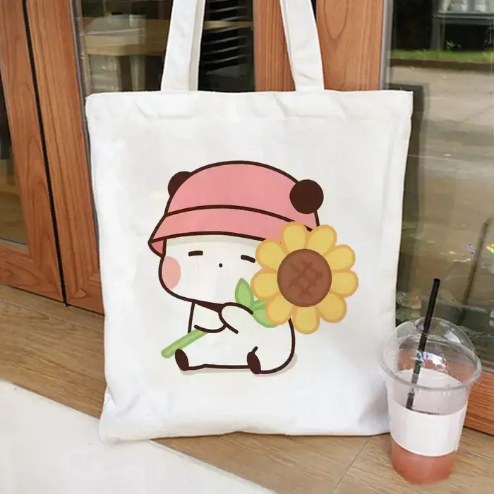 Sac fourre-tout pliable en toile Bubu Dudu Anime, sac de shopping esthétique réutilisable pour femme