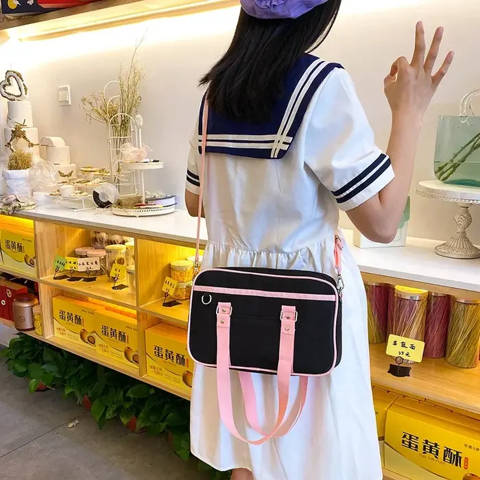 Sac à Main de Style Japonais Uniforme Rose JK pour Femme, Bagage de Grande Capacité, Fourre-Tout, Sacoche d'Ordinateur