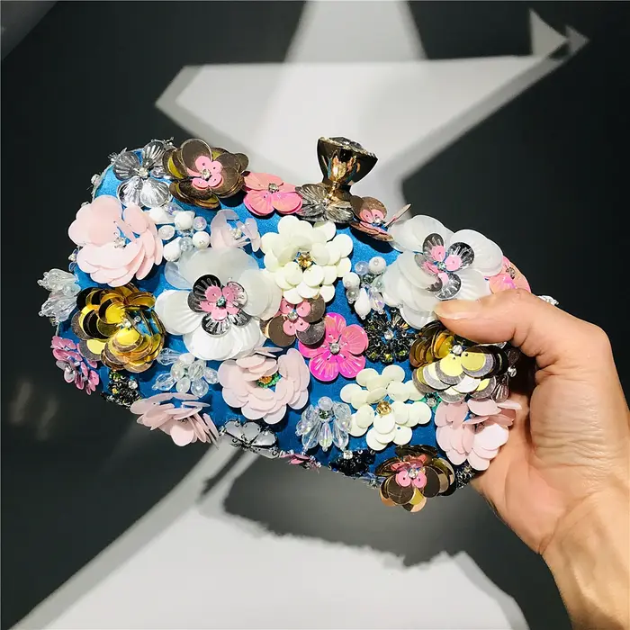 Sacs de soirée de luxe à fleurs ornées