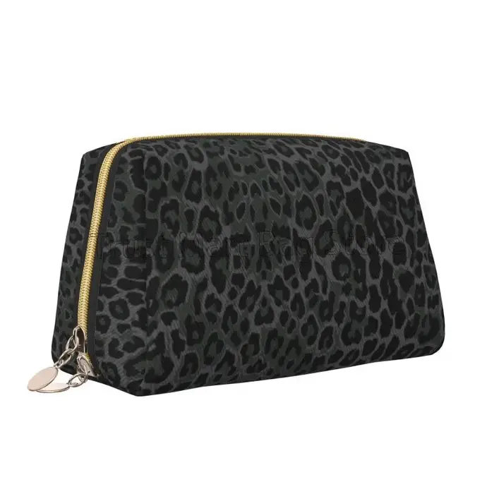Sacs de maquillage en cuir imprimé léopard noir
