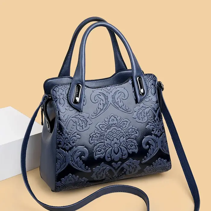 Sac à Main de Luxe Vintage Embossé en Cuir PU Élégant Grande Capacité pour Femmes