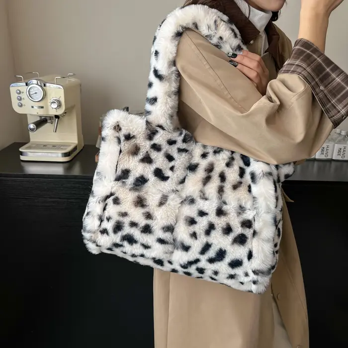 Sac à main de luxe en fausse fourrure pour femmes