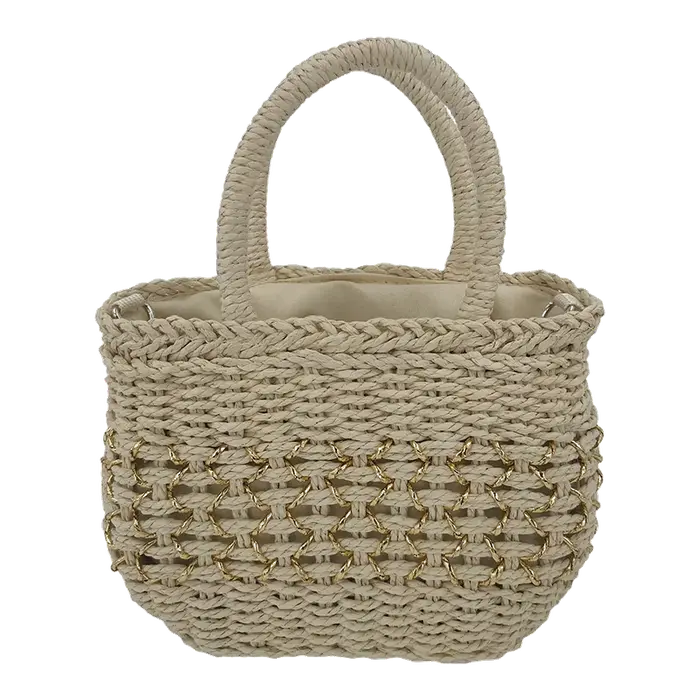 Sac de plage décontracté en paille tressée de luxe pour femme 2026, petit sac seau bandoulière style