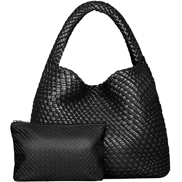 Sac fourre-tout tissé en cuir souple pour femme, grand sac à main, sac de travail initié, été, plage