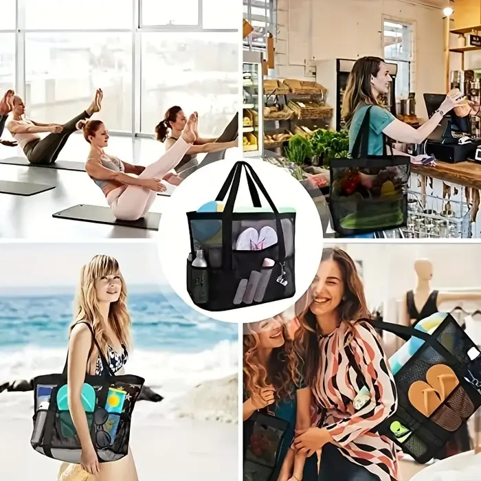 Grand sac de plage en filet grande capacité pour la natation