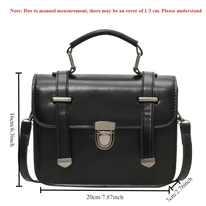 Filles cent rétro petit sac carré étudiantes Simple bandoulière collège Style épaule sac à main en métal serrure boucle décoration