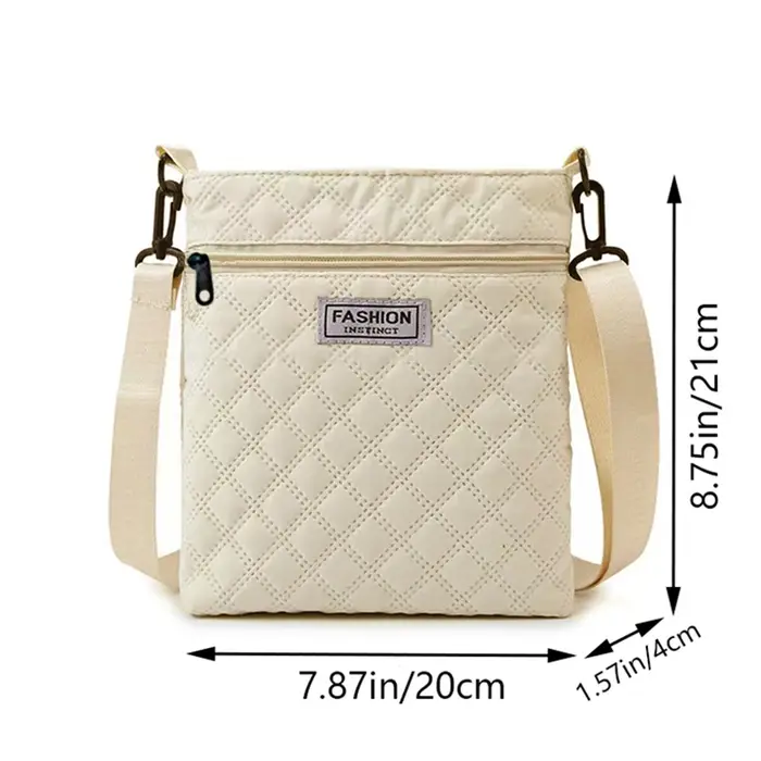 Sac bandoulière matelassé beige pour femme avec motif losanges