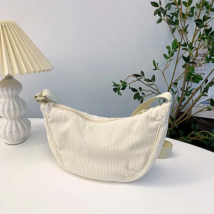 Sac à bandoulière Hobos en velours côtelé pour femmes