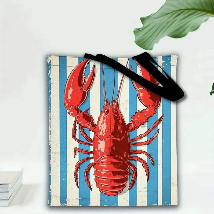 Sac fourre-tout élégant rétro imprimé homard rouge, grande capacité, sac à bandoulière décontracté e