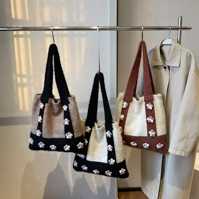 Sac tricoté de grande capacité pour femmes