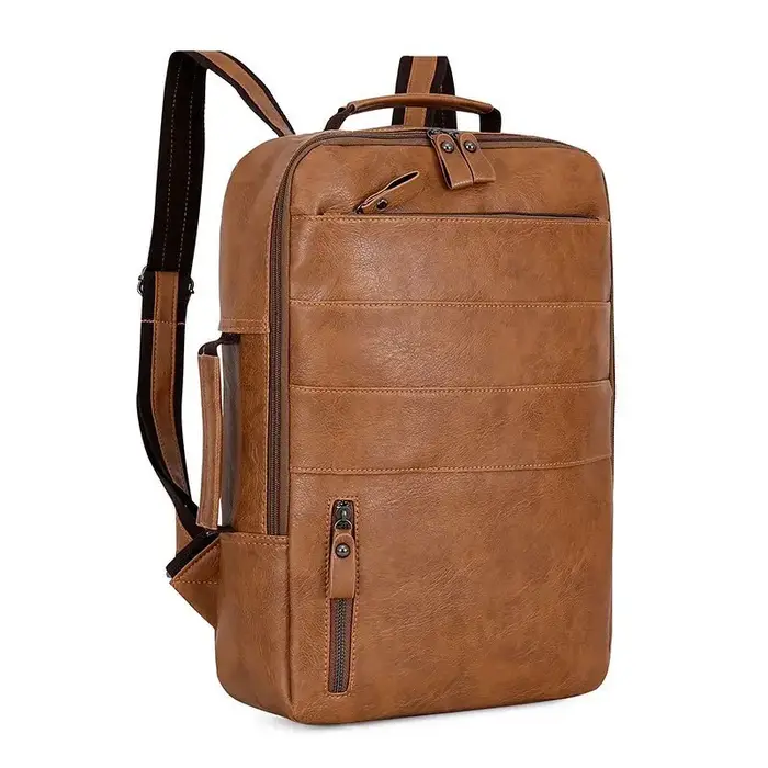 Sacs à dos d'affaires pour hommes étanche en cuir PU pochette d'ordinateur grande capacité USB charge sac à dos mâle mode voyage sac à dos sac
