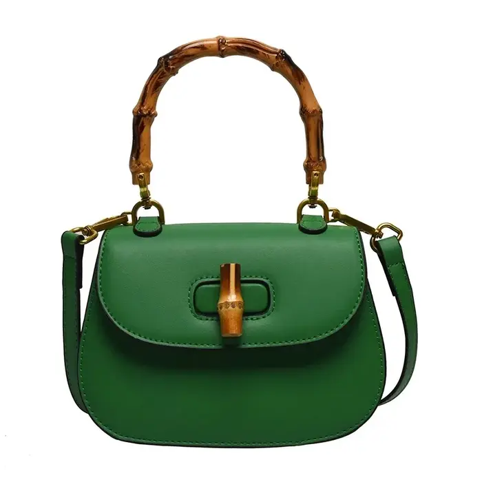 Sac de selle Chic à poignée en bambou pour femmes