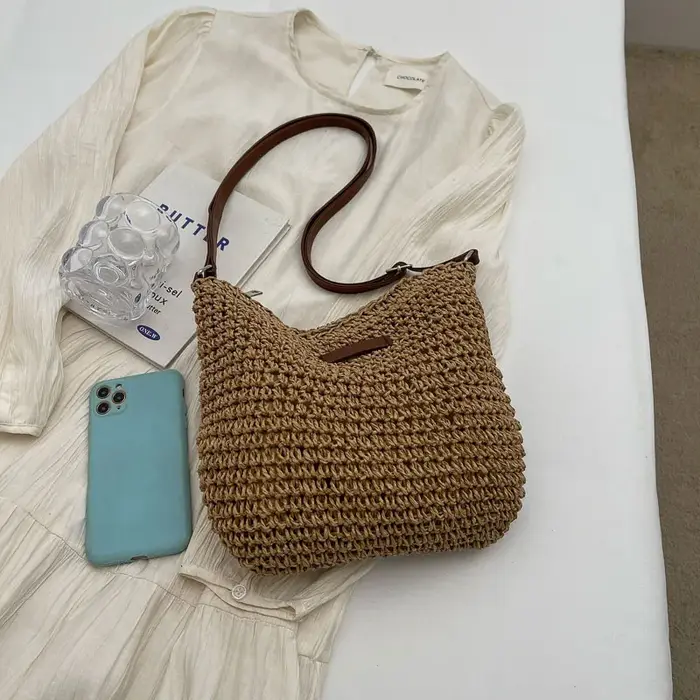 Sac tissé en paille, épaule simple