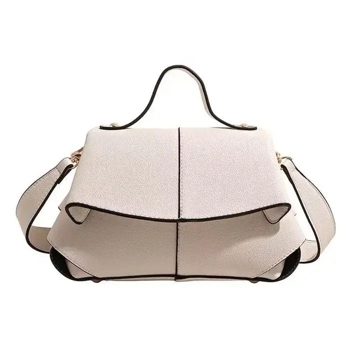 Sac à main en cuir souple grainé litchi marron pour femme