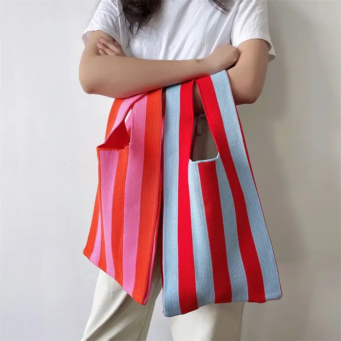 Sacs fourre-tout en tricot rayé sac à bandoulière pour femme mode