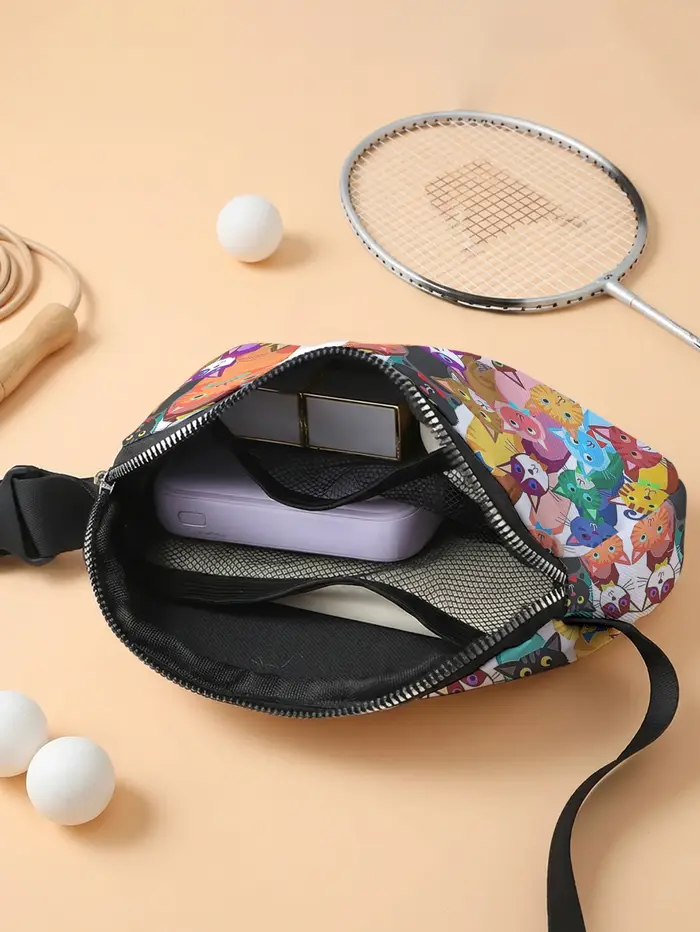 Sac banane coloré à imprimé chat de dessin animé