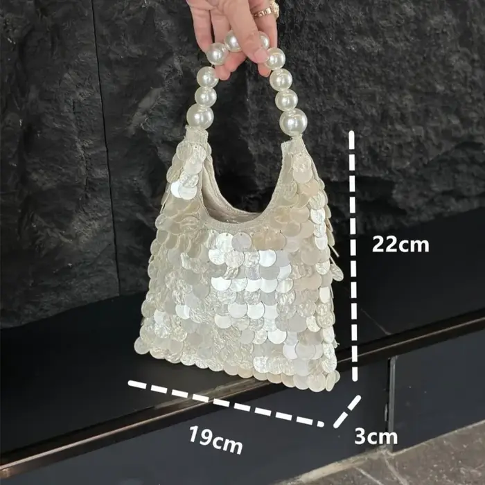 Sac à sequins coquillage fait main pour femme