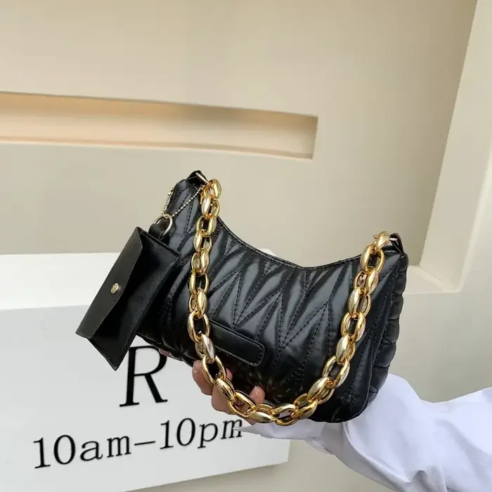 Sac en croissant froncé matelassé, sac à main à la mode JOinitiated, sac à main pour femmes avec por