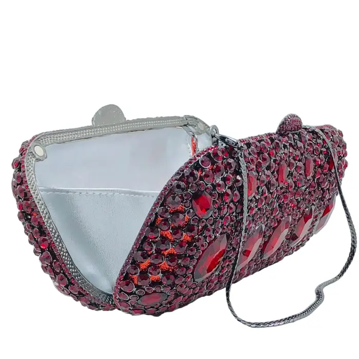 Boutique de FGG Pochette en strass bordeaux pour femme