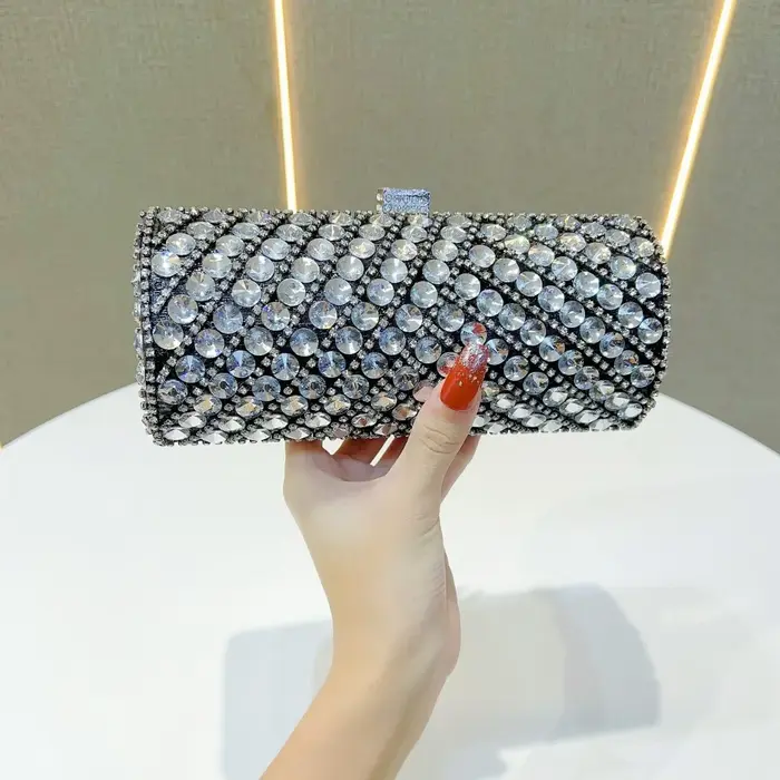 Nouveau Sac de Soirée Transfrontalier pour Femme, Sac à Main Entièrement Orné de Diamants, Sac de Cérémonie, Sac Baguette, Sac de Banquet pour Femme
