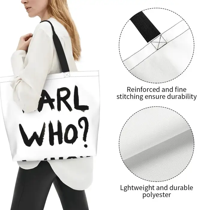 Sac fourre-tout d'épicerie personnalisé Karl Who pour femmes, sac shopper en toile, sacs à main de grande capacité, mode initiée