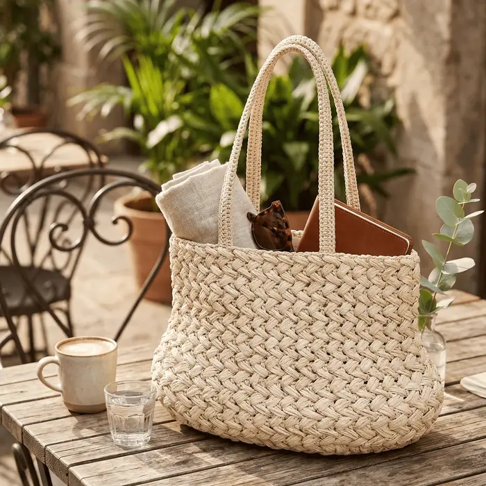 Sac fourre-tout en paille tressé à la main pour femme