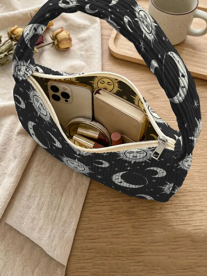 Sac à bandoulière tendance imprimé soleil et lune