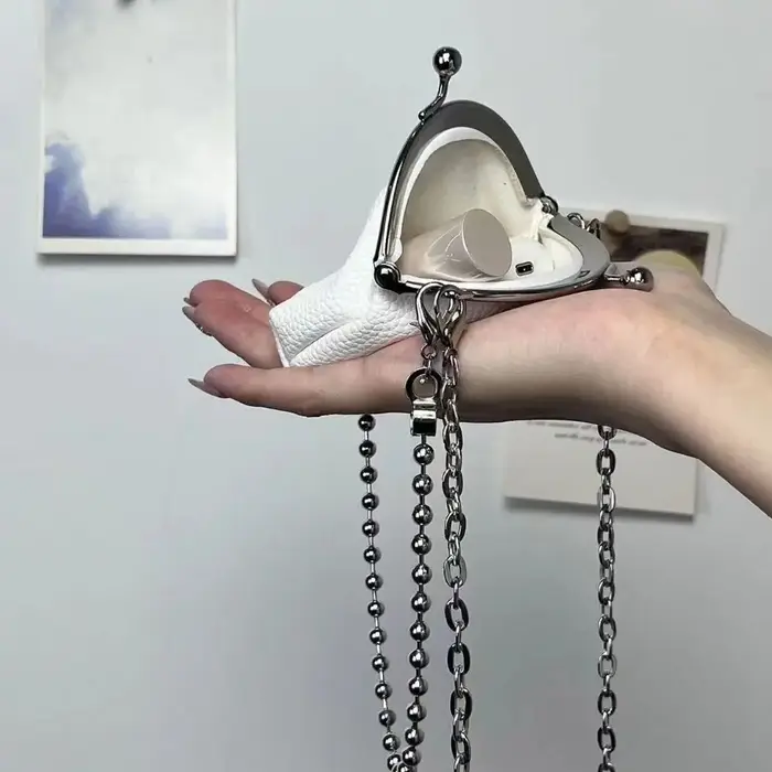 Sac bandoulière en cuir PU français avec chaîne métallique