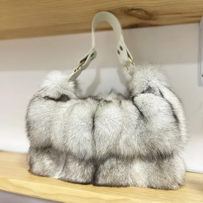 Sac à main en fourrure véritable de luxe pour femme