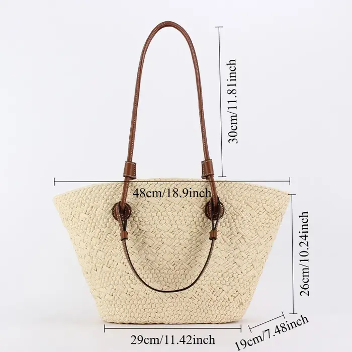 Sac fourre-tout en paille tressée pour femme