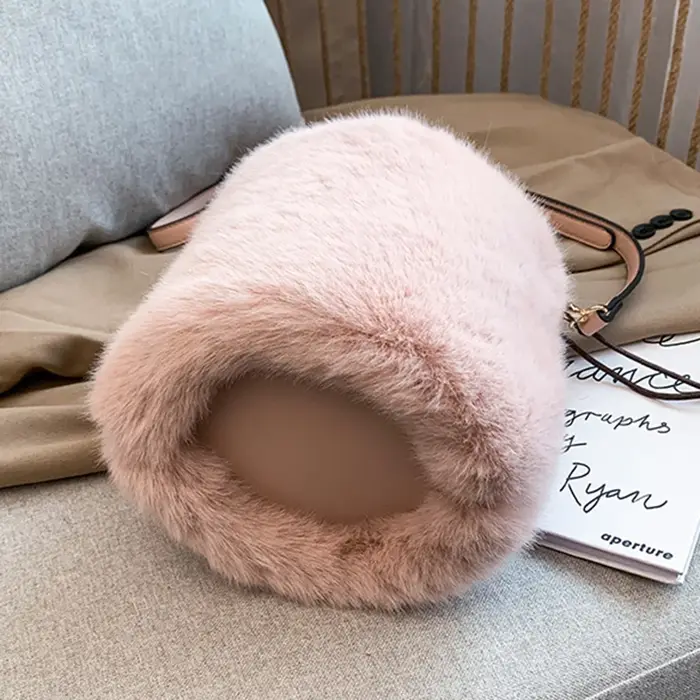 Sac seau Sac à main mode fausse fourrure sacs d'hiver femmes épaule Sac à bandoulière dames