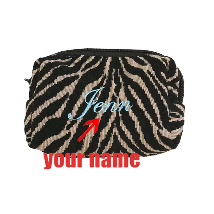 Pochette cosmétique personnalisée Zebra – Trousse de toilette de voyage brodée personnalisée – Poche