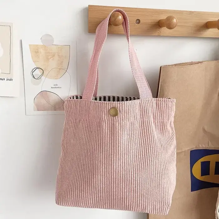 Sacs à main en velours côtelé réutilisables pour femmes