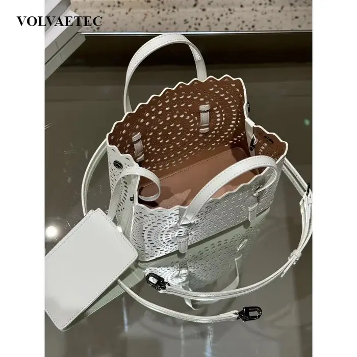 VOLVAETEC nouvelle Niche peau de vache sac fait à la main français rétro sac fourre-tout Laser fleur
