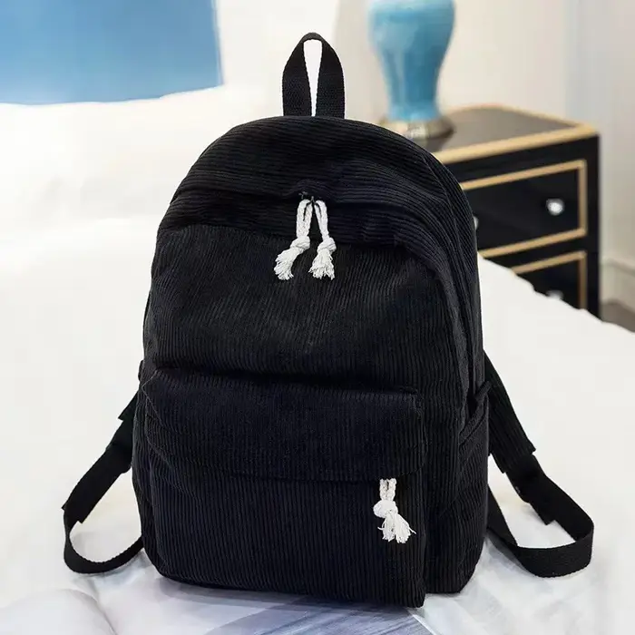 Sac à dos en velours côtelé, sacs d'école de mode Academy pour collège/haut et collège, joli détail 