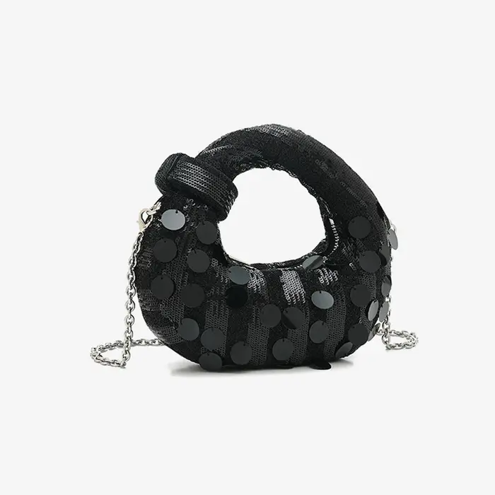 Demi-lune soirée pochette sacs de fête pour les femmes de luxe concepteur Denim gland strass sac à main paillettes